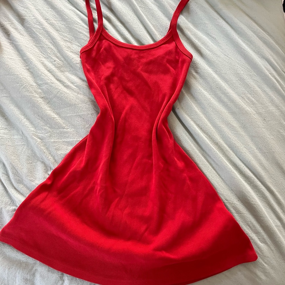 Red A-Line thick cotton tank Dress